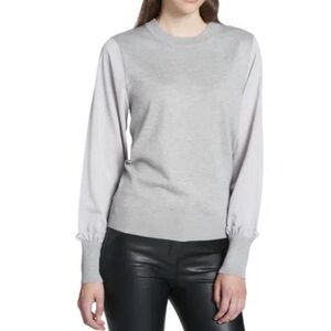 DKNY Gray Ribbed Crewneck Sweater